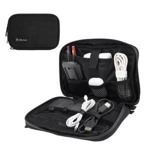 lot 2095 image: Pelican Electronic Organizer Travel Case - Portable Storage Bag with Multiple Storage Mesh Pockets for Cables, Chargers, Power Bank, AirPods - Cord Organizer and Airplane Travel Essentials Bag - Black - Retail $30