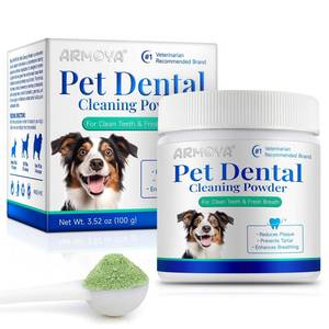 lot 2107 image: ARMOYA Dog Dental Powder - Teeth Cleaning Powder for Dogs - Dog Dental Care - Plaque & Bad Breath Off Powder Dog - Dental Care Supplies for Small - Medium - Large Dogs - Retail $22
