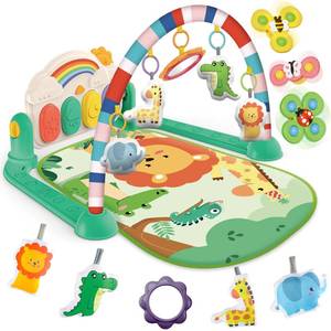 lot 2109 image: Joryuek Baby Gyms Play Mats, Tummy Time Mat Toys, Infant Play Mat and Activity Gym, Baby Play Piano Gym Mat, Play Mats for Babies Newborns and Toddlers, Baby Activity Mat Toys 0-12 Months (Green) - Retail $29