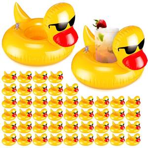 lot 2113 image: Gemscream 24 Pcs Inflatable Duck Drink Floats Lightweight Inflatable Drink Holder Reusable Floating Cup Holder for Pool Cute Inflatable Float Cup Coasters for Boys Girls Pool Summer Hot Tubs Party - Retail $24