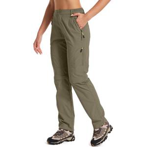 lot 2120 image: Hiking Pants Women Convertible Outdoor Lightweight Quick Drying Travel Trail Zip Off Stretch Pants, 4409,Khaki, 12 - Retail $43