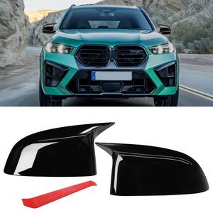 lot 2123 image: Jaronx Compatible with BMW Mirror Cover X3 G01X4 G02X5 G05X7 G07 2019-2024,X6 G06 2020-2024,M Style Glossy Black Rearview Mirror Caps for BMW, Horn Clip-on Left Driver and Right Passenger - Retail $40