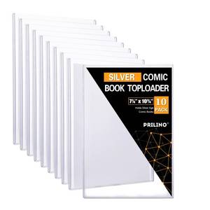 lot 2125 image: 10ct Silver-Age Comic Book Toploaders - Crystal Clear Comic Book Top loaders, Premium PVC Comic Book Topload, Hard Plastic Comic Book Holders, Protection for Display, Storage, Collection - Retail $20
