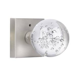 lot 2126 image: HIEMEY Glass Door Knobs Interior with Lock, Crystal Door Knobs Round Privacy Clear Bubble for Bed Bath Brushed Nickel - Retail $36