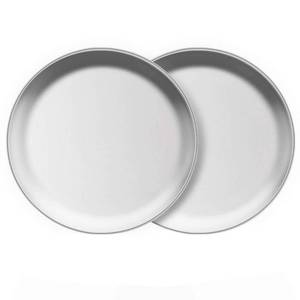 lot 2132 image: AIYoo Stainless Steel Plates 2 Set 7 Inch Metal Dinner Dishes for Snack,Outdoor Camping,Steak plate - Shatterproof Dishwasher Safe Stainless Steel Dishes - Retail $13