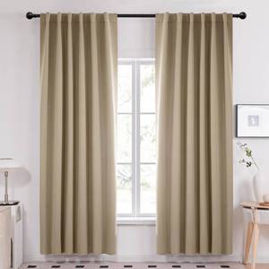 lot 2138 image: Deconovo Blackout Curtains, Thermal Insulated, W52 x L84 2 Panels, Back Tab, Machine Washable, Room-Darkening Drapes for BedroomLiving Room Khaki - Retail $36