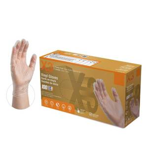 lot 2338 image: X3 Clear Vinyl Disposable Industrial Gloves, 3 Mil, Latex & Powder-Free, Food-Safe, Non-Sterile, Smooth, Small, Box of 100 - Retail $6