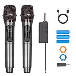 lot 2342 image: Depusheng Wireless Microphone,Rechargeable Wireless Dual Microphone,Dual Handheld Dynamic Mic for Karaoke Singing, Wedding, DJ, Party, Speech, Church, Class Use,PA System,200ft,Gray - Retail $21