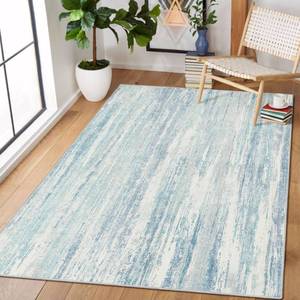 lot 2351 image: MUJOO 3x5 Rug Washable,Entryway Rug Small Area Rugs for Bedroom Living Room Kitchen Bathroom,Modern Abstract Non Slip Carpet,Indoor Entry Mat,Low Pile Throw Rug Accent Blue - Retail $36