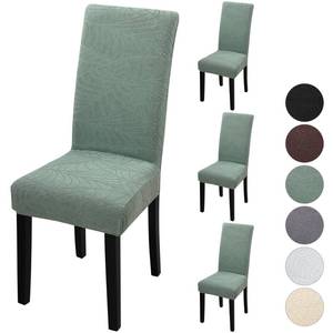 lot 2371 image: Fuloon Chair Covers for Dining Room 4 Pack, Solid Stretch Dining Chair Covers, Washable Kitchen Slip Covers, Jacquard Parson Chair Covers Set of 4(Leaf Jacquard Green, 4 Pack) - Retail $30
