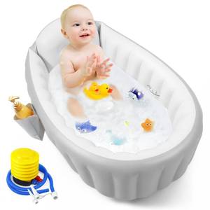 lot 2377 image: PandaEar Inflatable Baby Bathtub Toddler Tub for Shower, Collapsible Portable Bathtub for Kids, Baby Bath Tub 6-12 Months, Travel Baby Bathtub, Blow Up Tub for Baby with Air Pump - Retail $20