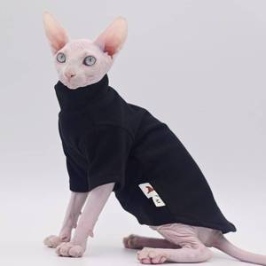 lot 2383 image: DUOMASUMI Sphynx Cat Clothes Self-Heating Warm Thermal Underwear for Hairless Cats, Kittens and Small Dogs (Black-M) - Retail $13