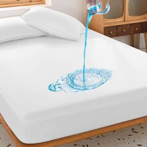 lot 2392 image: King Waterproof Mattress Protector Deep Pocket Mattress Cover, Soft Breathable Mattress Pad, Fitted Noiseless Waterproof Bed Cover Stretch to 25 - Retail $24