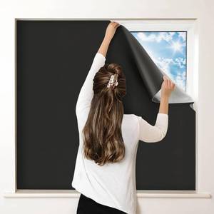 lot 2396 image: 100% Blackout Curtains for Bedroom, Portable DIY Window Blinds, No Drill Window Shades & Blackout Blinds with Stickers & Tabs for Travel, Dorm Room, Media Room (118 x 57) - Retail $22
