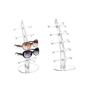 lot 2400 image: Anetiry 2 Pack Sunglasses Rack Eyeglasses Display Stand Holder Storage Organizer for 5 Glasses Acrylic Jewelry Eyewear Display for Selling Clear - Retail $15