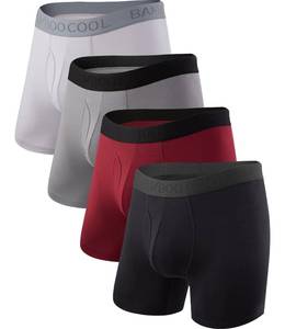 lot 2416 image: BAMBOO COOL Mens Underwear Boxer Briefs Soft Breathable Performance Underwear for Men 4 Pack (L) - Retail $30