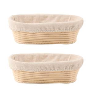 lot 2427 image: DOYOLLA Bread Proofing Baskets Set of 2 10 inch Oval Shaped Dough Proofing Bowls wLiners Perfect for Professional & Home Sourdough Bread Baking - Retail $26