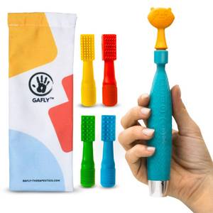 lot 2432 image: GAFLY Therapen Rechargeable Oral Massager for Speech Therapy, Sensory Brush, Speech Therapy Toys, Adjustable Speed Setting, USB Charging, Mouth Stimulator, Kids Chew Toys Sensory with Storage Pouch - Retail $1,578