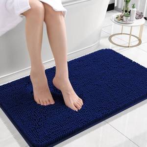 lot 2448 image: OLANLY Bathroom Rugs 24x16, Extra Soft Absorbent Chenille Bath Rugs, Rubber Backing Quick Dry, Machine Washable Bath Mats for Bathroom Floor, Tub and Shower, Home Decor Accessories, Navy - Retail $15