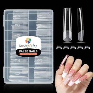 lot 2449 image: Extra Long Sqaure Nail Tips 120 Pcs XXL Nail Tips Square Pre-buffed Full Cover Clear Gel Nails Tips for Acrylic Nails Professional, 12 Sizes No C Curve Fake Nails for Nail Extensions Home DIY Salon - Retail $6