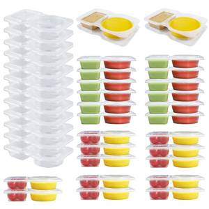lot 2468 image: Mstar Pack 24 Pcs Reusable Snack Containers, 2 Compartment Condiment Containers with Lids for Refrigeration, Portion Control, Outdoor Takeaway Sauce Dip Case. - Retail $8