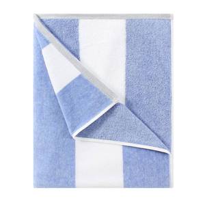 lot 2477 image: HENBAY Cotton Oversized Beach Towel - Large 70 x 35 Inch Pool Towel, Blue Striped Quick Dry Swimming Cabana Towel - Retail $24