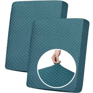 lot 2478 image: YEMYHOM Stretch Individual Cushion Covers Large Sofa Seat Cushion Slipcovers Soft Couch Cover Replacement Large Checkered Furniture Protector with Elastic Bottom (2 Pcs XL Cushion Covers,Peacock Blue) - Retail $33