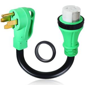 lot 2480 image: Kanayu RV Power Extension Adapter Cord Compatible with NEMA 14-50P to SS2-50R Connector RV Power Cord with Locking for Generator to House - Retail $35
