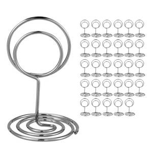 lot 2485 image: UMETDO 30PCS Table Number Holders Place Card Holder - Photo Holders for Tables, Cards Stand Name Menu Clips, Table Sign Holders for Wedding Anniversary Birthday Party, Silver - Retail $8