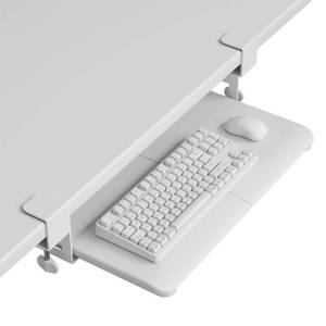 lot 5681 image: BONTEC KMT01-PJ Under Desk Keyboard Tray, Pull-Out Keyboard & Mouse Platform with C-Clamp, 20 x 11.8 in Space-Saving Ergonomic Slide-Out Drawer, White - Retail $38