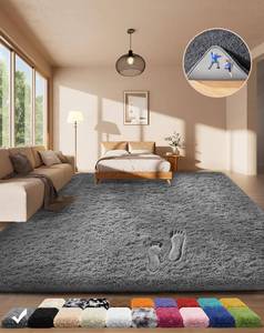 lot 5688 image: Ophanie Area Rugs for Living Room Bedroom, Upgrade Non-Slip Fluffy Soft Grey Shag Carpet, Indoor Floor Gray 4x6 Fuzzy Shaggy Living Room Plush Rug for Kids Home Dorm Decor Aesthetic - Retail $17