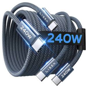 lot 6216 image: LISEN for iPhone 16 Charger Cord 240W USB C to USB C Cable Type C Charger Fast Charging Cord for iPhone 16e 15 Pro Max iPad MacBook Air Pro Samsung A 17 S25, 6.6ft2 PackMidnight - Retail $10