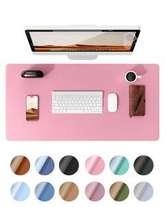lot 6217 image: YSAGi Leather Desk Pad Protector, Large Mouse Pad, Non-Slip PU Leather Desk Blotter, Laptop Desk PadMat, Waterproof Writing Pad for Office and Home (23.6 x 13.8, Pink) - Retail $7