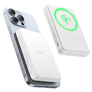 lot 6222 image: ESR for MagSafe Power Bank, Ultra-Compact 10,000mAh MagSafe Portable Charger, Qi2 Certified 15W Ultra-Fast Battery Pack, 27W USB-C MagSlim Charger with Cable for iPhone 1615141312, White - Retail $25