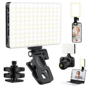 lot 6224 image: Singwil 120 LED Selfie Light for iPhone, Portable Phone Light with Clip & Camera Tripod Adapter - 5000mAh Rechargeable, 3 Lighting Modes, CRI 97 for Video Recording, TikTok, Tripod Mount Rings - Retail $18