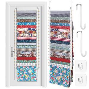 lot 6229 image: Anglechic 20-Shelf Hanging Wall Fabric Organizer, Over The Door Cloth Organizer with 4 Hooks, Closet Hanging Fabric Storage for Sewing & Quilting Collection(16.5 Inch) - Retail $36
