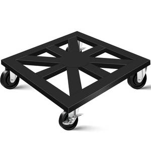 lot 6251 image: LLAXERGU Plant Caddy with Wheels, 12 Metal Rolling Plant Stand Square Plant Dolly with Iron Lockable Casters Heavy Duty Pot Mover Rollers for Indoor Outdoor - Retail $19