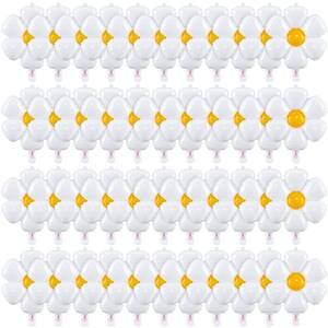 lot 6261 image: Jerify 50 Pcs Daisy Flower Balloons 20x16 Inch, Flower Aluminum Foil Balloons Decorations for Party, Birthday, Wedding Decor, Groovy Boho 60s Theme Party Decor Supplies(White) - Retail $13