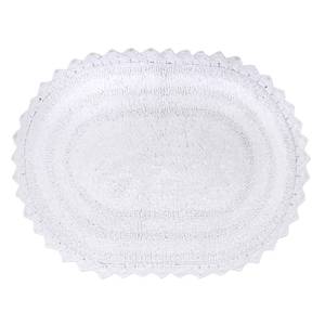 lot 6269 image: DII Crochet Collection Reversible Bath Mat, Large Oval, 21x34, White - Retail $23