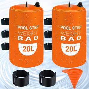 lot 6288 image: 2PCS Pool Ladder Weights 20L Universal Pool Step Weights Sand Bag Waterproof 500D PVC Swimming Pool Stair Weights for Above Ground and Inside Pool with 2 Nylon Handles and 1 Funnel Orange - Retail $20