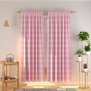 lot 6289 image: NATUS WEAVER Buffalo Check Cotton Curtains 84 inch Length Kitchen Living Room Bedroom Pink and White Gingham Plaid Window Curtain Panels Basement Drapes 2 Panels Rod Pocket Window Treatment Set - Retail $33