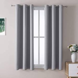 lot 6311 image: ChrisDowa Small Window Curtains 40 inches Long for Bedroom - Grommet Short Thermal Insulated Room Darkening Curtains for Kitchen (2 Panels, Light Grey, 29 x 40 Inch) - Retail $19