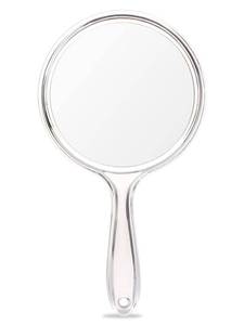 lot 6319 image: OMIRO Hand Mirror, Double-Sided Handheld Mirror 1X3X Magnifying Mirror with Handle, Pack of 1 (Clear) - Retail $7