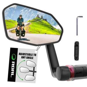 lot 6329 image: RBRL Bicycle Mirror, Extra Large Bike Mirror, 360° Adjustable Shatterproof and Durable Bar End Rear View Mirror Bicycle, Side Mirrors for E-Bike (Left) - Retail $18
