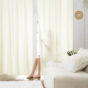 lot 6331 image: HOMEIDEAS Non-See-Through Cream Yellow Privacy Sheer Curtains, 52 X 54 Inches Long 2 Panels Light Yellow Sheer Curtains Light Filtering Window Drapes for Bedroom Living Room - Retail $24