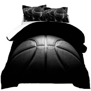 lot 6335 image: kxry Basketball Comforter Set King Size Black Basketball Sports Theme Bedding for Boys Kids Teens 3D Quilt 1 Comforter  2 Pillow Cases - Retail $49