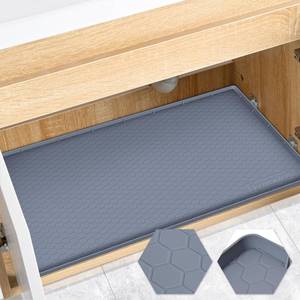 lot 6342 image: FORWOS Waterproof Under Sink Mat 34 x 22, Silicone Cabinet Liner, Rubber Protector for Kitchen and Bathroom, Keeps Cabinets Clean, Dry, and Organized (Grey) - Retail $20