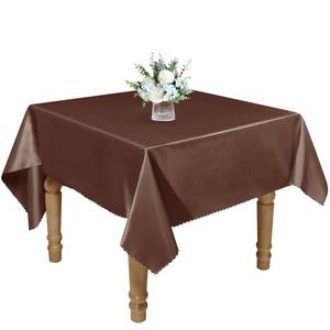 lot 6349 image: RUDONG M 1 Pack 54 x 54 Inch Square Tablecloth, Chocolate Brown Satin Tablecloth, Silky Satin Square Table Cloth, Bright Smooth Satin Table Cover for Wedding, Banquet, Party Dinning Decoration - Retail $8