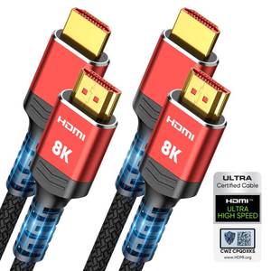 lot 6356 image: Highwings 8K 10K HDMI 2.1 Cable 6.6FT2M 2-Pack, Certified Ultra High Speed HDMI Cable Braided Cord-4K120Hz 8K60Hz, DTSX, HDCP 2.2 & 2.3, HDR 10 Compatible with Roku TVHDTVBlu-ray - Retail $10