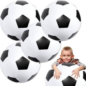 lot 6361 image: HAOOIE 4 Pack Giant Inflatable Soccer Ball 27 Inch Large Beach Balls Bulk Pool Toys Beach Toys Beach Party Decoration for Water Sports Games Party Supplies - Retail $28